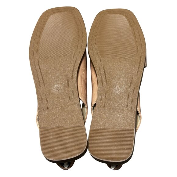 Journee Brinsley 6.5M Tan Faux Crocodile Slingback Sandals Womens - Picture 7 of 12